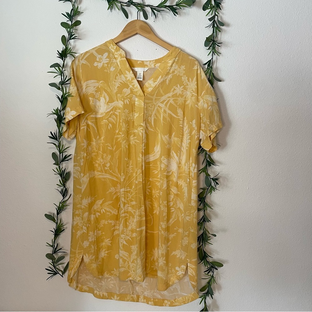 H&M Yellow White Palm Floral Dress